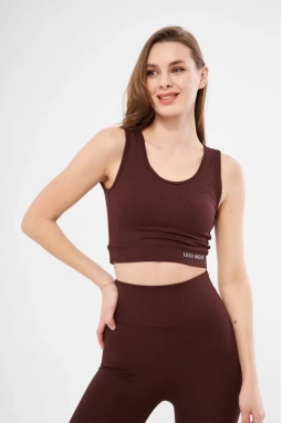 Fitilli Baskılı Crop - Bordo