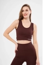 Fitilli Baskılı Crop - Bordo