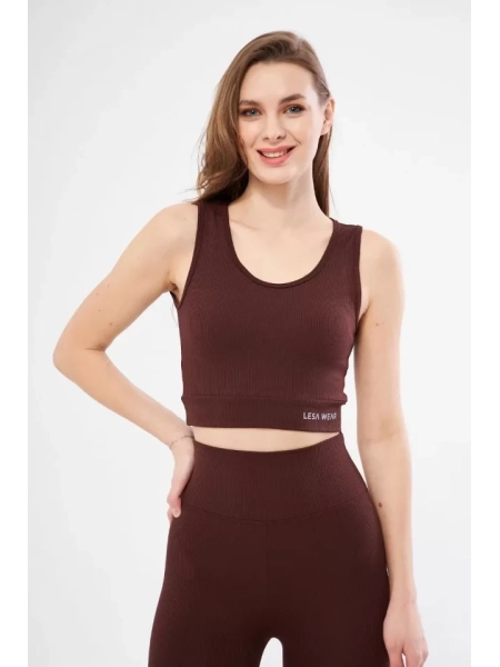 Fitilli Baskılı Crop - Bordo