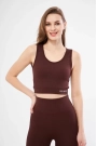 Fitilli Baskılı Crop - Bordo