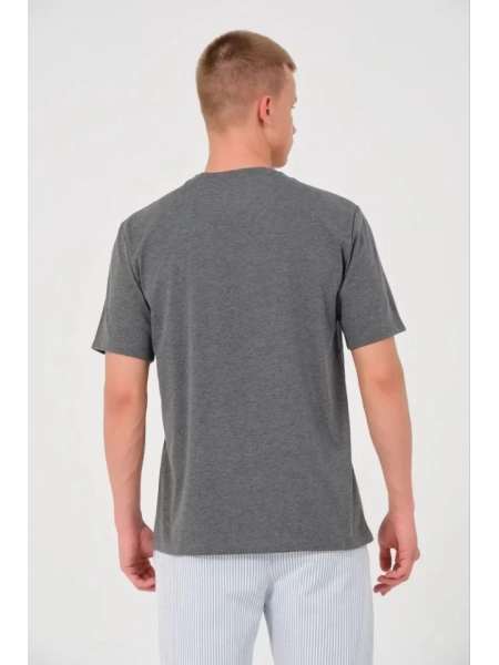 Unisex Düz Biskilet Yaka Oversize T-shirt - Füme