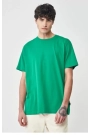 Unisex Düz Biskilet Yaka Oversize T-shirt - Yeşil
