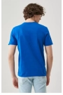 Unisex Düz Biskilet Yaka Oversize T-shirt - Mavi