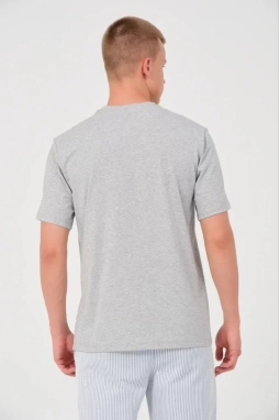 Unisex Düz Biskilet Yaka Oversize T-shirt - Gri