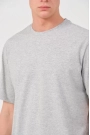 Unisex Düz Biskilet Yaka Oversize T-shirt - Gri