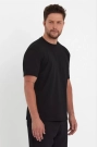 Unisex Düz Biskilet Yaka Oversize T-shirt - Siyah