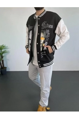 Erkek Oversize Kolej Ceket - Siyah