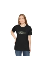 Unisex Bisiklet Yaka Baskılı T-Shirt - Siyah
