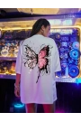 Unisex Baskılı Oversize T-Shirt - Beyaz
