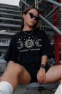Unisex Baskılı Oversize T-Shirt - Siyah