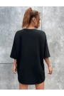 Unisex Baskılı Oversize T-Shirt - Siyah