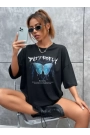 Unisex Baskılı Oversize T-Shirt - Siyah