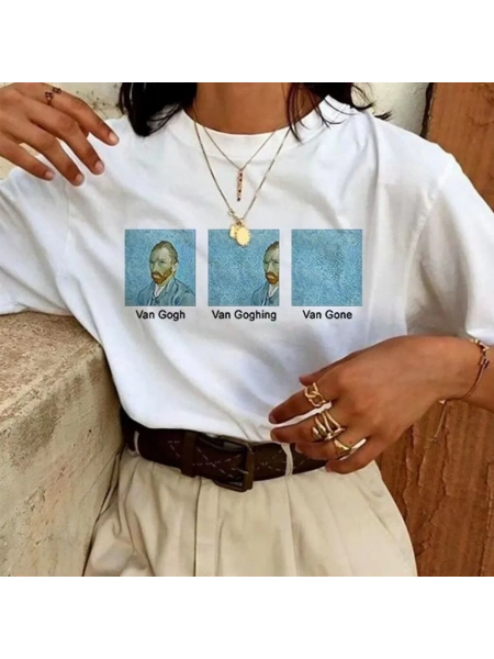 Unisex Baskılı Oversize T-Shirt - Beyaz