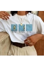 Unisex Baskılı Oversize T-Shirt - Beyaz