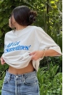Unisex Baskılı Oversize T-Shirt - Beyaz