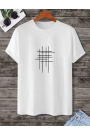 Unisex Baskılı Oversize T-Shirt - Beyaz