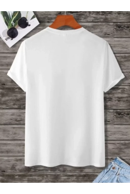 Unisex Baskılı Oversize T-Shirt - Beyaz