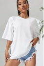 Unisex Baskılı Oversize T-Shirt - Beyaz