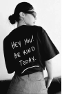 Unisex Baskılı Oversize T-Shirt - Siyah