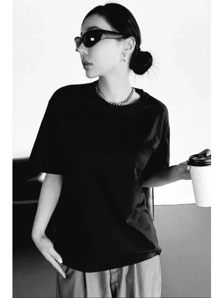 Unisex Baskılı Oversize T-Shirt - Siyah