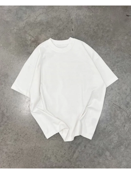 Unisex Basic Bisiklet Yaka Oversize T-Shirt - Beyaz
