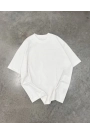 Unisex Basic Bisiklet Yaka Oversize T-Shirt - Beyaz