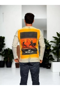 Unisex Bisiklet Yaka Uzun Kollu T-Shirt - Beyaz