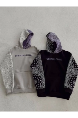 Baskılı Kapüşonlu Sweatshirt - Gri