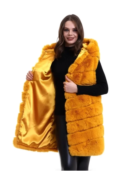 Reks Kapüşonlu Yelek - Sarı