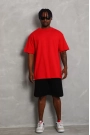 Unisex Oversize Düz Bisiklet Yaka T-Shirt - Kırmızı
