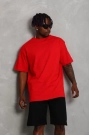 Unisex Oversize Düz Bisiklet Yaka T-Shirt - Kırmızı