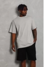 Unisex Oversize Düz Bisiklet Yaka T-Shirt - Gri