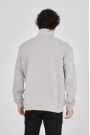 Erkek Yarım Fermuarlı Baskılı Sweat - Boyalı Gri