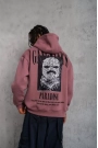 Erkek Paradise Baskılı Kapüşonlu Sweat - Gül Kurusu