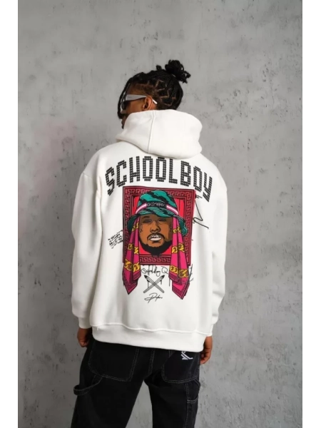 Erkek SCHOOL BOY Baskılı Kapüşonlu Sweat - Beyaz