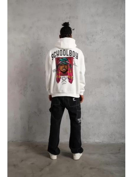 Erkek SCHOOL BOY Baskılı Kapüşonlu Sweat - Beyaz