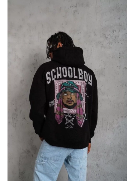 Erkek SCHOOL BOY Baskılı Kapüşonlu Sweat - Siyah