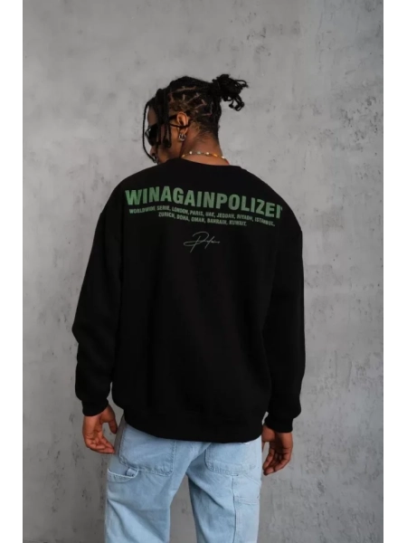 Erkek Baskılı Sweat - Siyah