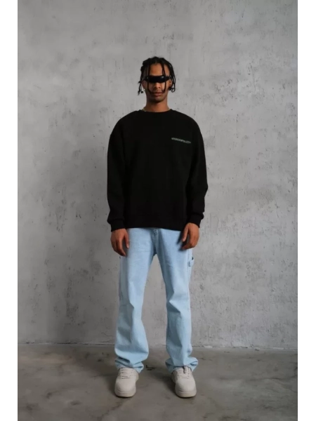 Erkek Baskılı Sweat - Siyah