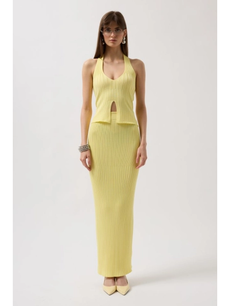 V Detay Dokulu Crop Bluz