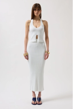 V Detay Dokulu Crop Bluz