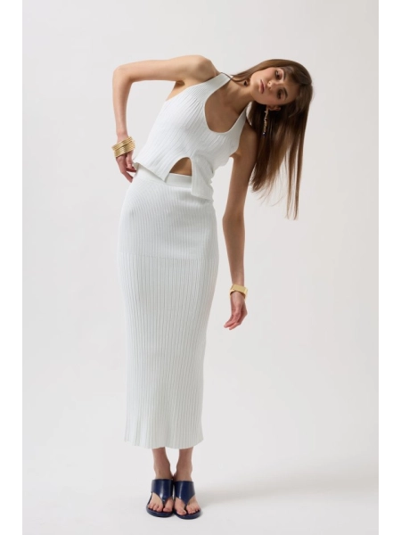 V Detay Dokulu Crop Bluz