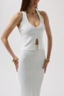 V Detay Dokulu Crop Bluz