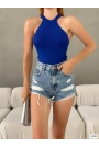 Kadın Sırt Dekolteli Triko Bluz