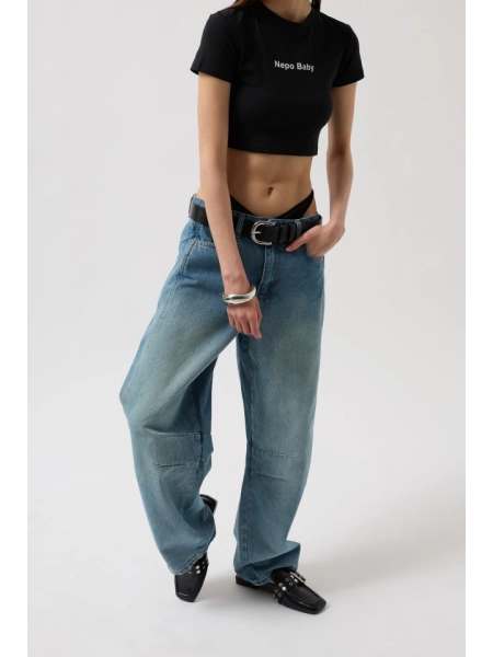 Dikiş Detay Wide Leg Jean