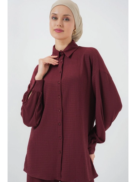 Örme Tesettür Alt Üst Takım 6711 - Bordo