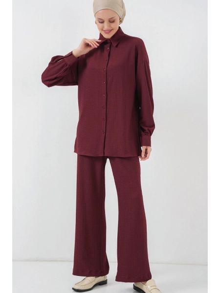 Örme Tesettür Alt Üst Takım 6711 - Bordo