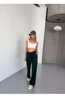 Osy Modal Yumuşak Dokulu Kumaş Nakış Işlemeli Rahat Bol Paça Eşofman Pantalon - Haki