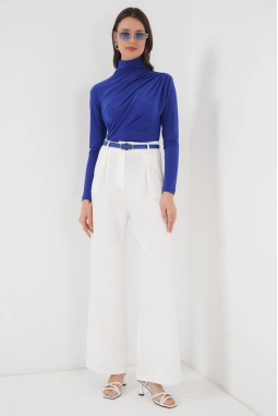 925 Büzgü Detaylı Sandy Bluz - Saks