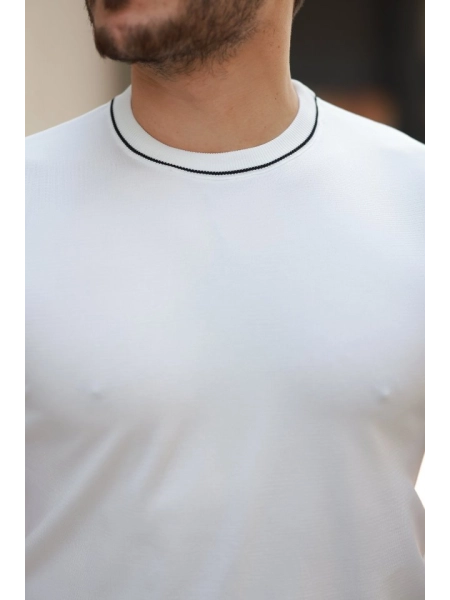 Erkek Bisiklet Yaka Ribanalı Kısa Kollu Tshirt